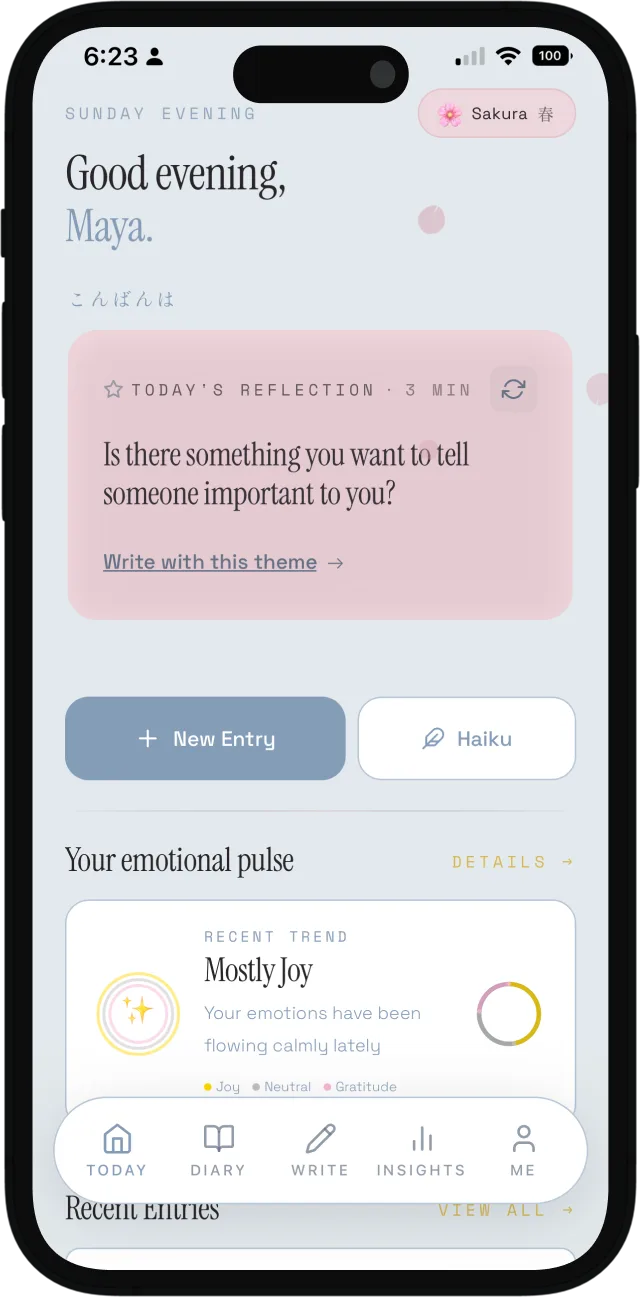 Kokoro Nikki app home screen